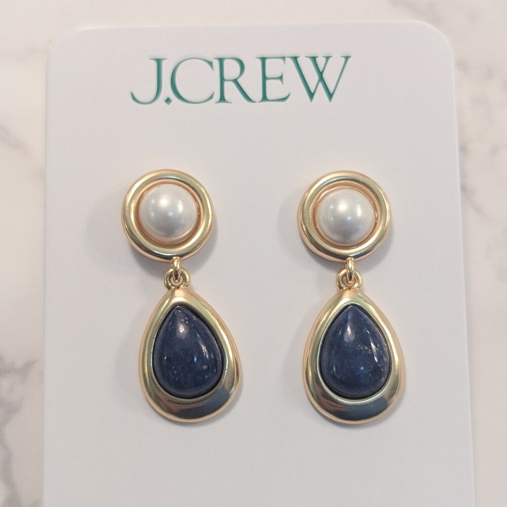J.Crew Pearl and Stone Drop Earrings